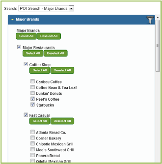POI Search Filter - Major Brands