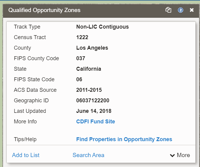 Opportunity Zones Info Panel