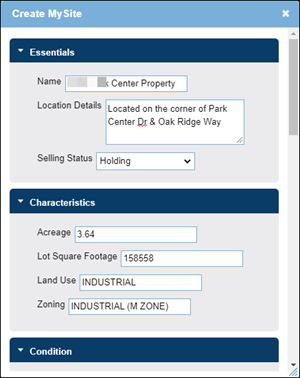 Modify Site Details