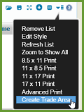 Trade Areas List Options