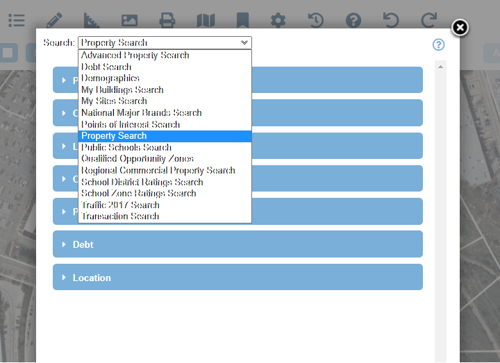 LandVision Search Filter Dropdown Selection