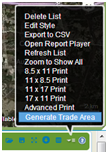 Trade Areas List Options