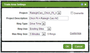 Trade Area Settings