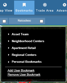 Bookmarks default menu