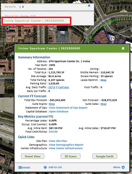 More Results Window reference to summary balloon