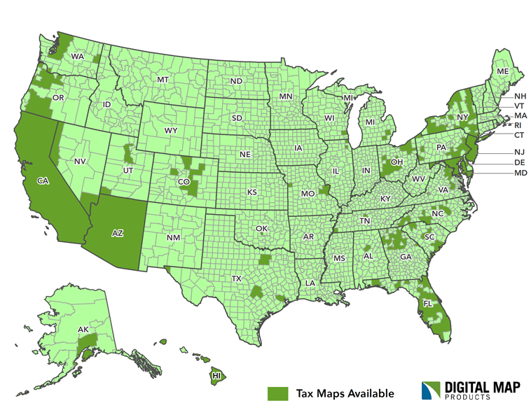 LandVision Tax Maps Coverage Map